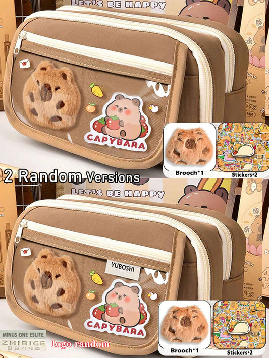 1Pc Large Capacity Pencil Case Flip Cover Stationery Pencil Bag Simple Stationery Storage Bag School Office Supplies Stationery