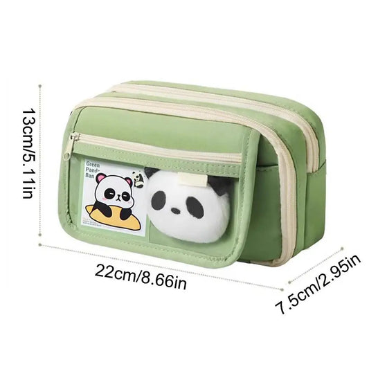 Panda Pencil Case Panda New Large Capacity Transparent Pen Bag Stationery Bag Storage Cute Pencil Pouch Stationery Organizer