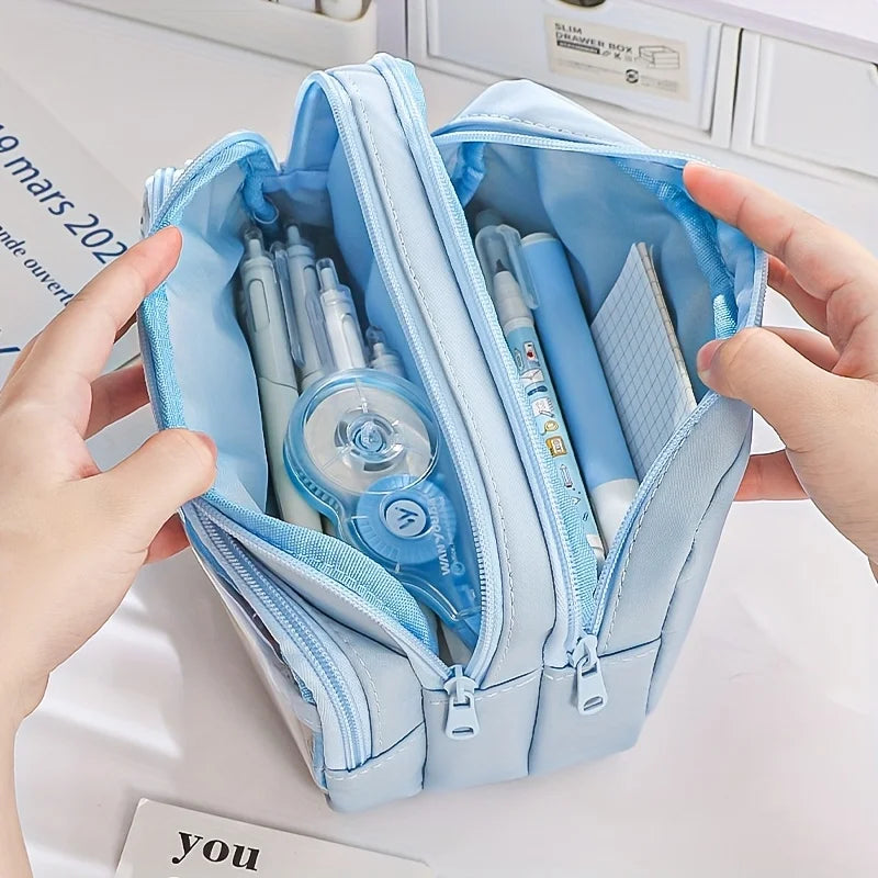 1Pcnew Large Capacity Stationery Bag, Stationery Pencil Steel Note Pen Storage Bag, Pencil Case, Portable Cosmetic Storage Bag