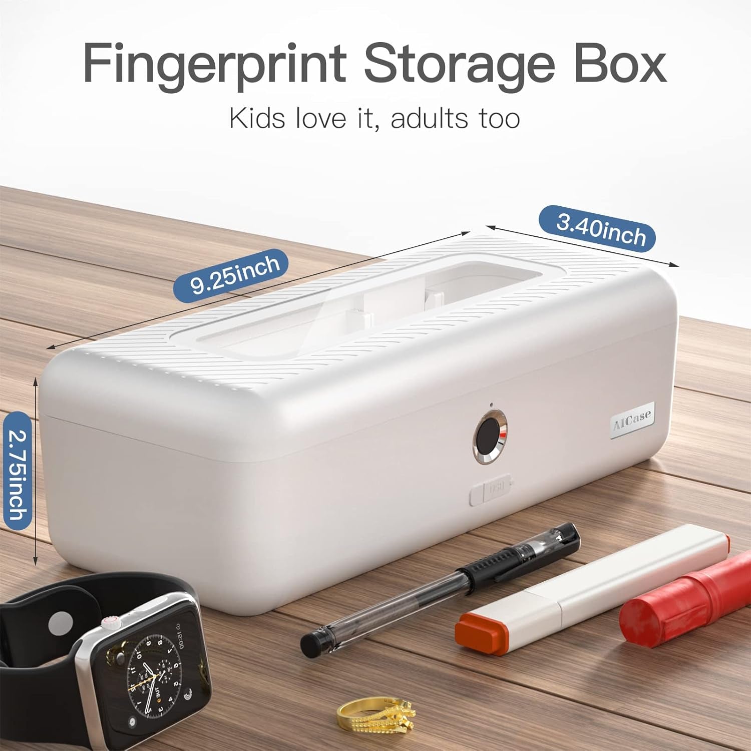 Biometric Fingerprint Storage Box Money Jewelry Safe Multifunction Cash Office College School Gift for Adults Teens Girls Boys