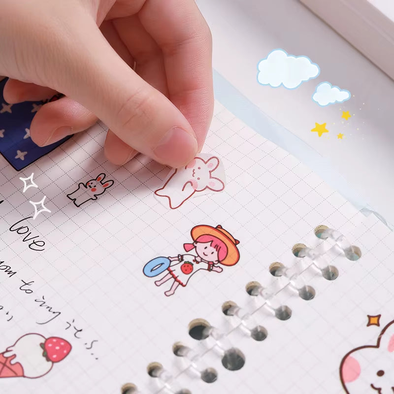 Stickers 4 Sheets/Set Cute Diary DIY Planner Kawaii Sticky Scrapbooking for Girls Decorative Back to School Stationery Supplies