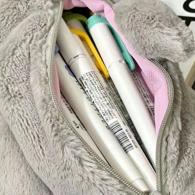 Cute Plush Shark Pencil Case Student Stationery School Supplies Kawaii Doll Back to School Storage Bag Pen Bag Stationery