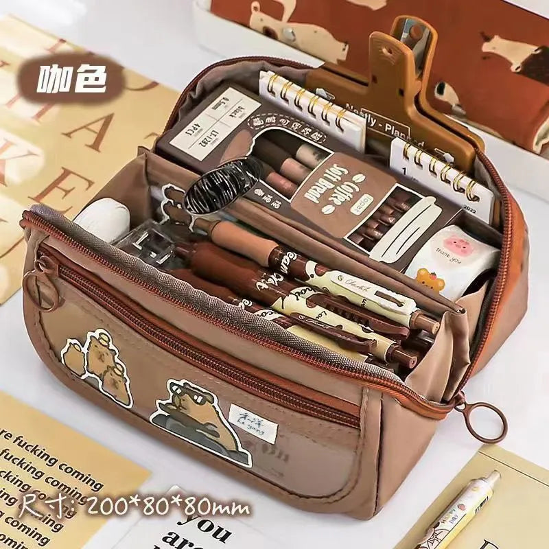 Large Capacity Pencil Case for Schoolgirls - High-Value Stationery Box, Multifunctional Stationery Bag, Ideal for School Supplie
