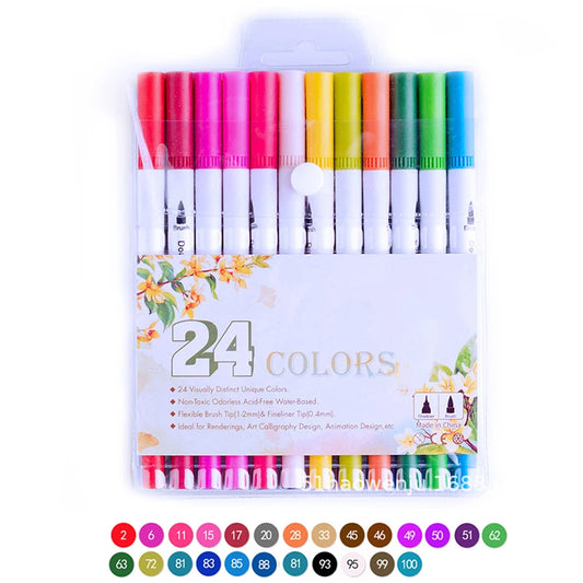 Marker Pen Set 24-100 Color Markers Manga Art Aupplies School Stationery Aesthetic Stationery Supplies