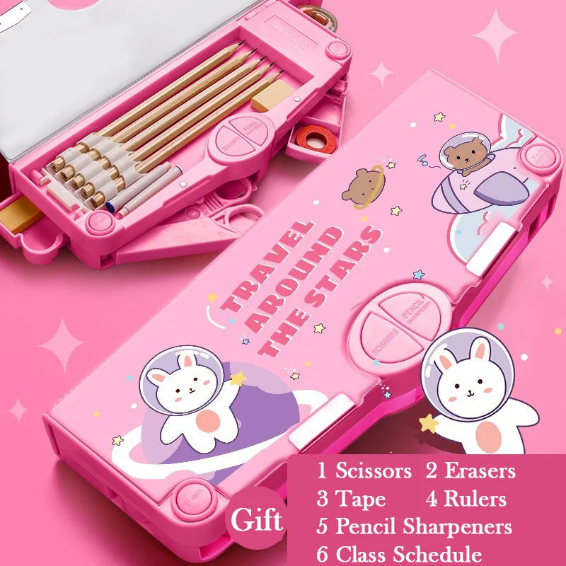 Kawaii Pencil Cases Multifunction Cute Pen Box Back to School Office Supplies for Girl Japanese Korean Storage Bag Stationery