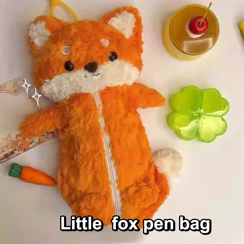 Cartoon Soft Pencil Pouch Pen Bag Makeup Pouch Plush Sea Otter Pencil Case Portable Pen Marker Holder School Supplies