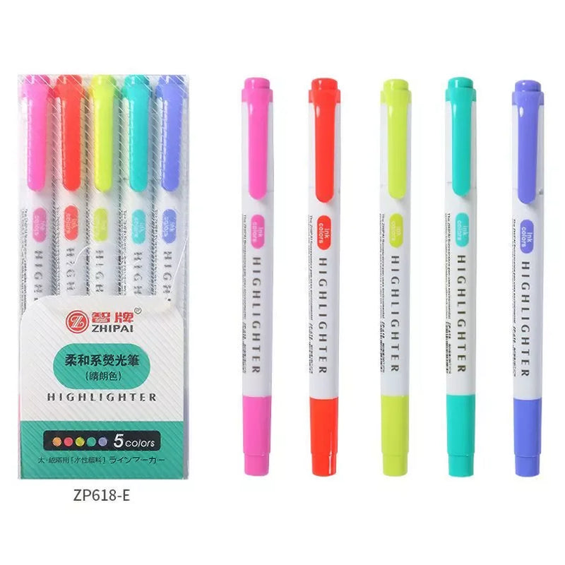 5/15/25 Pcs/Set Double Headed Highlighter Pens Graffiti Markers Highlighters Art Colored Sketching Markers Kawaii Stationery