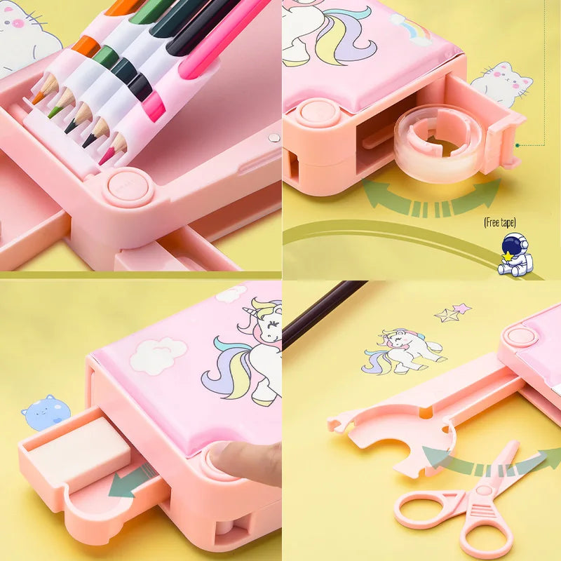 Kawaii Pencil Cases Multifunction Cute Pen Box Back to School Office Supplies for Girl Japanese Korean Storage Bag Stationery