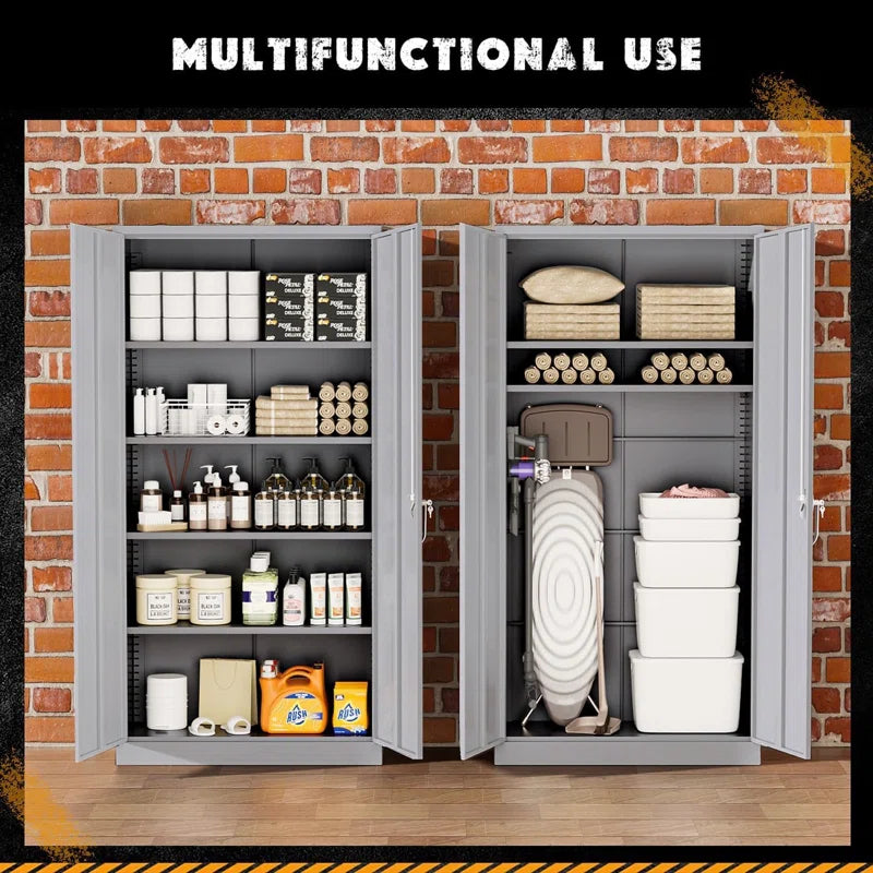 Metal Garage Storage Cabinets with 4 Adjustable Shelves and Lockable Doors ( 72'' H X 36'' W X 18'' D)