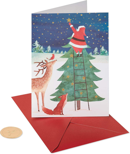 Christmas Cards Boxed with Envelopes, Joy and Wonder of Christmas, Santa Scene (14-Count)