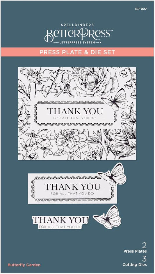 Butterfly Garden Betterpress Letterpress Press Plates, Metal