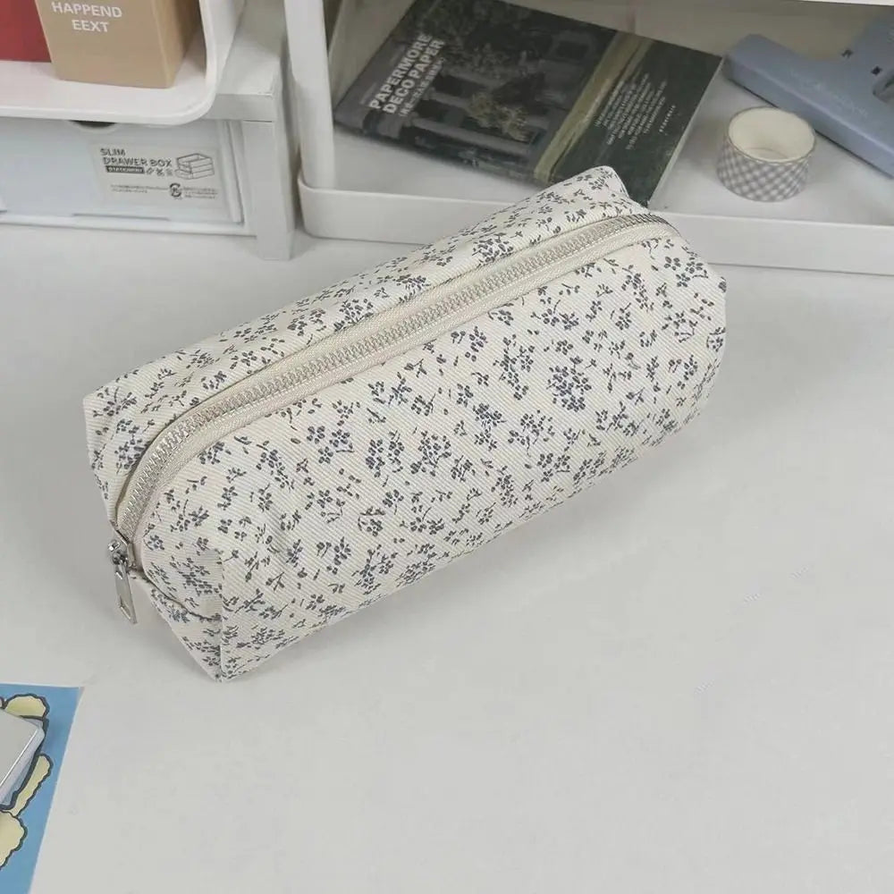 INS Floral Pen Bag Student Cartoon Cute Stationery Bag Large Capacity Pencil Case Multifunctional Stationery Organizer