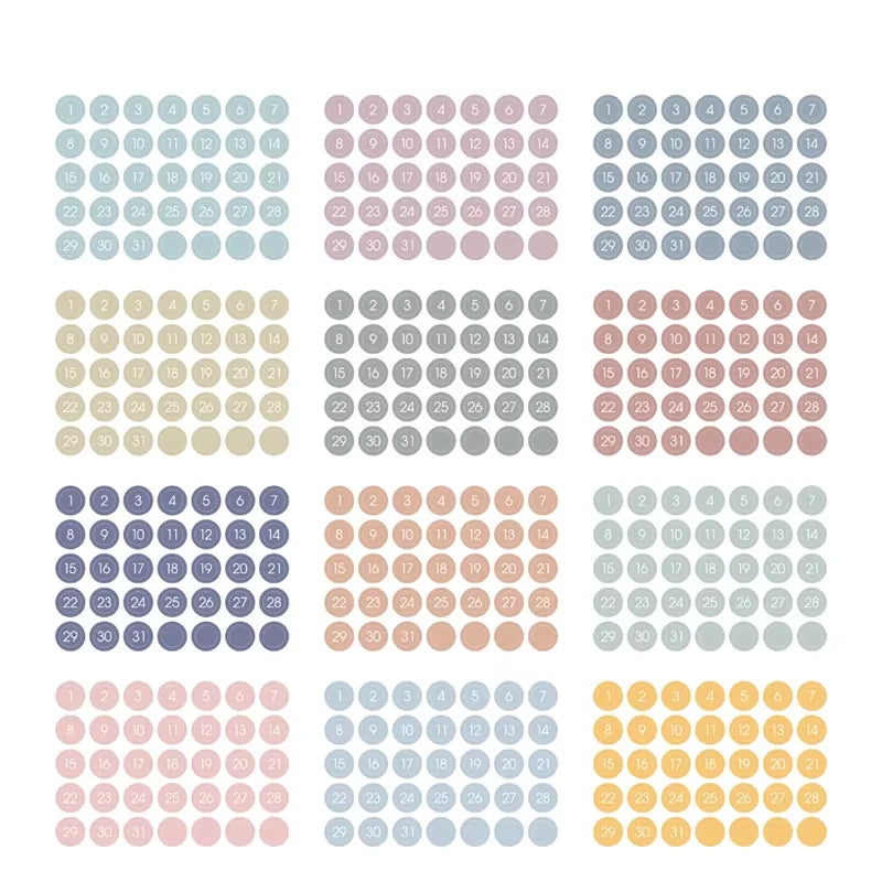 round Number Sticker 365 Daily Days Stickers for 2024 Full Year Diary Journal Supplies Planner Decorative Stationery