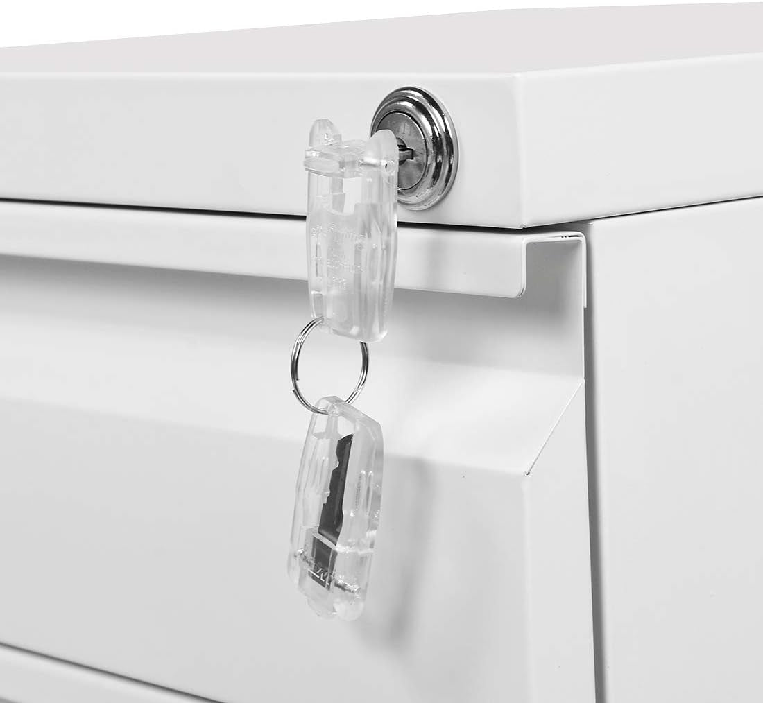 3 Drawer Mobile File Cabinet under Desk,Metal Filing Cabinet with 5 Caster for Letter Size,White 18.81" D X 15.35" W X 24.4" H…