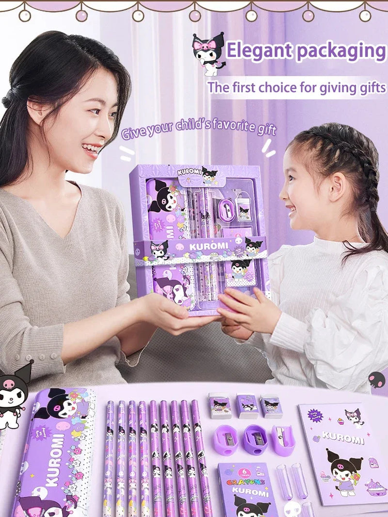 Kuromi Stationery Set Cartoon Gift Box Creative Learning Stationery Pencil Eraser Set Children Term Begins Birthday Toys