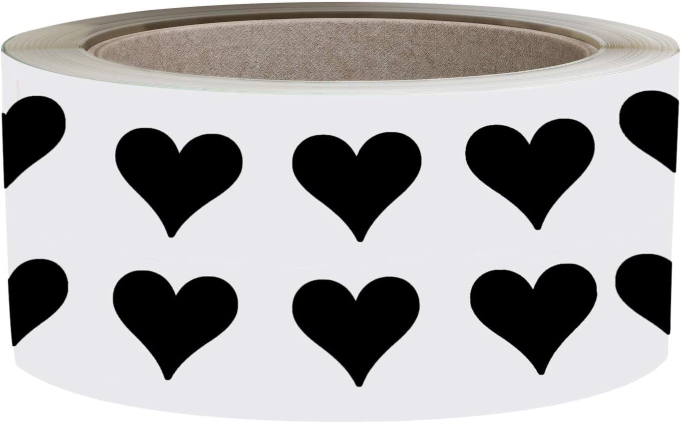 Heart Stickers 1/2 Inch - Valentine'S Day Scrapbook Stickers - Labels for Arts - Craft Paper Heart Stickers - Heart Roll Labels - 13Mm (0.5 Inches) - Black - 1250 Pack