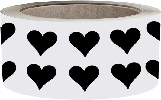Heart Stickers 1/2 Inch - Valentine'S Day Scrapbook Stickers - Labels for Arts - Craft Paper Heart Stickers - Heart Roll Labels - 13Mm (0.5 Inches) - Black - 1250 Pack