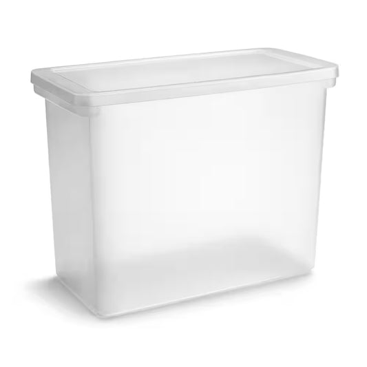 Stationery File Box, Office Storage Organizer W/Lid, Frosted White 13.3 In. X 10.3 In. Plastic Desk Organizer, 1-Piece