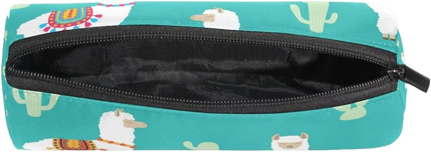 Pencil Bag Cute Cactus Llama Alpaca, Pencil Case Pen Zipper Bag Pouch Holder Makeup Brush Bag for School Work Office