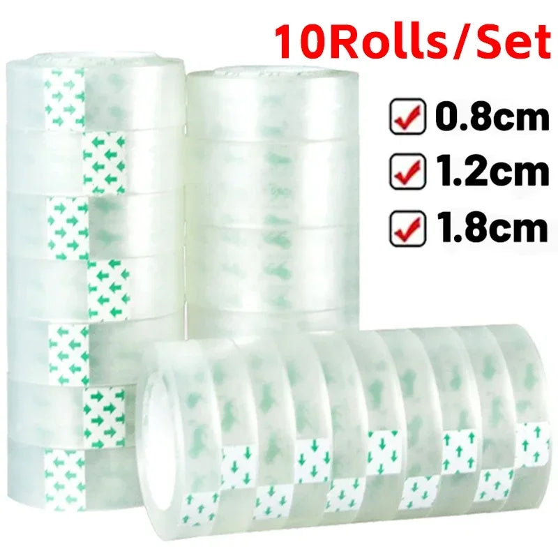 5-1Pcs 18/12/8Mm Transparent Adhesive Tape Pack Tools Stationery Office School Supplies Students Adhesive Tape Packing