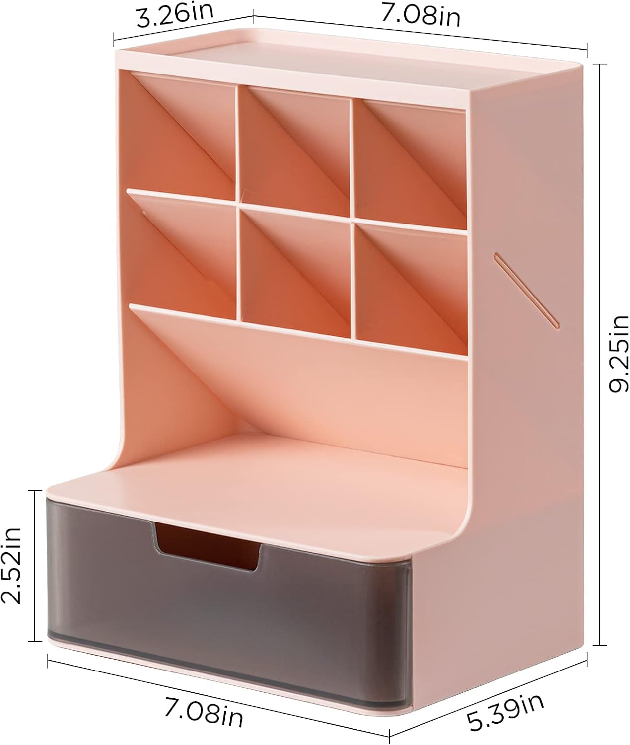 Multi-Functional Plastic Pen Organizer, Pen Holder for Desk, 2 Layer 6 Compartments Desktop Stationary Organizer, Big Capacity Pen Storage Rack for School Home Office Art Supplies
